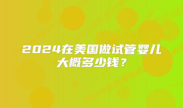 2024在美国做试管婴儿大概多少钱？