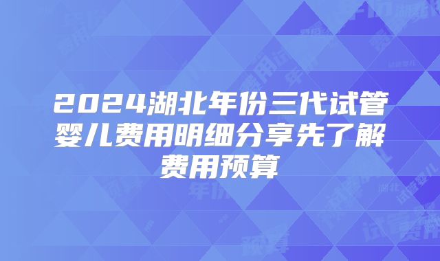 2024湖北年份三代试管婴儿费用明细分享先了解费用预算