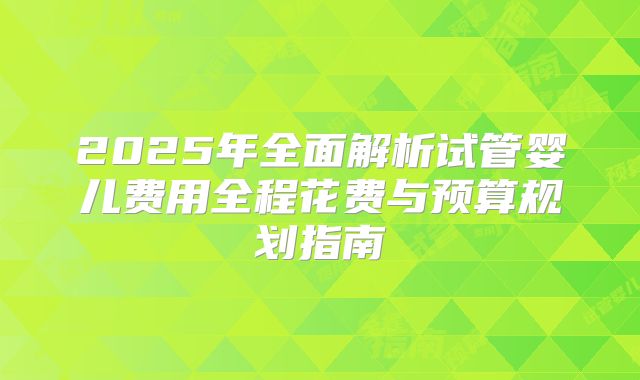 2025年全面解析试管婴儿费用全程花费与预算规划指南