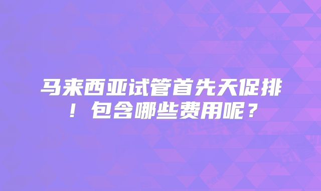 马来西亚试管首先天促排!包含哪些费用呢?