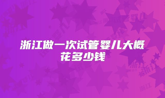 浙江做一次试管婴儿大概花多少钱