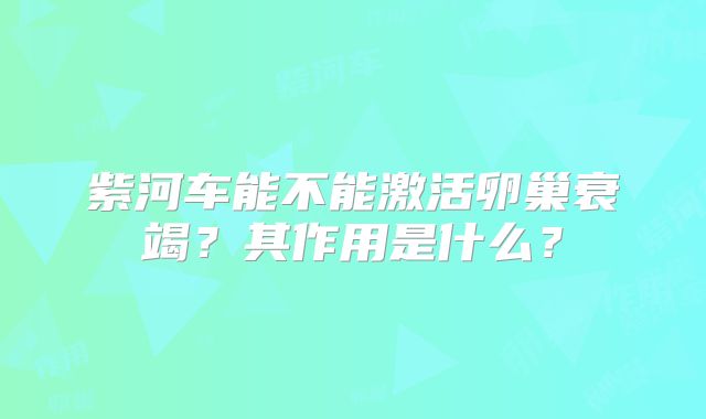 紫河车能不能激活卵巢衰竭?其作用是什么?