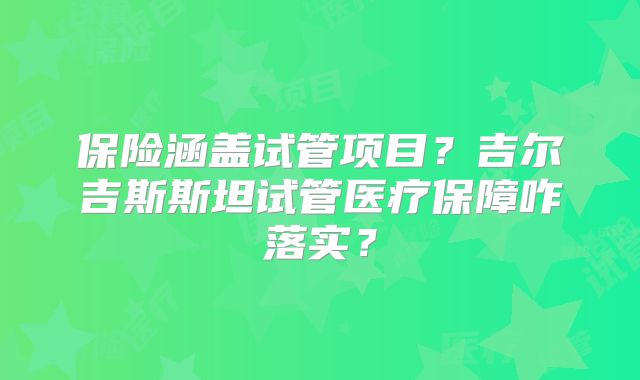 保险涵盖试管项目？吉尔吉斯斯坦试管医疗保障咋落实？