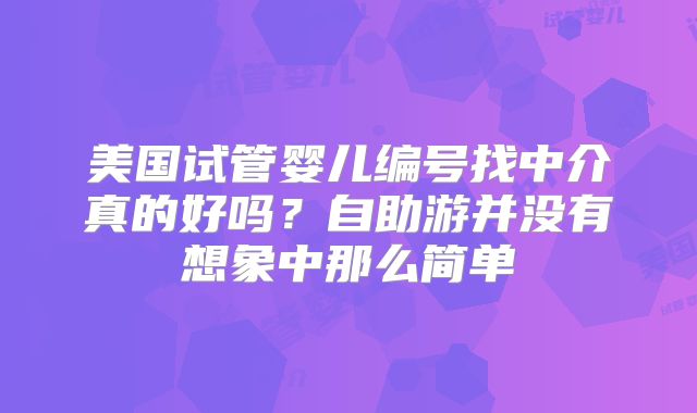 美国试管婴儿编号找中介真的好吗？自助游并没有想象中那么简单
