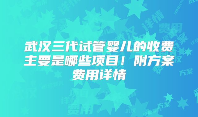 武汉三代试管婴儿的收费主要是哪些项目！附方案费用详情