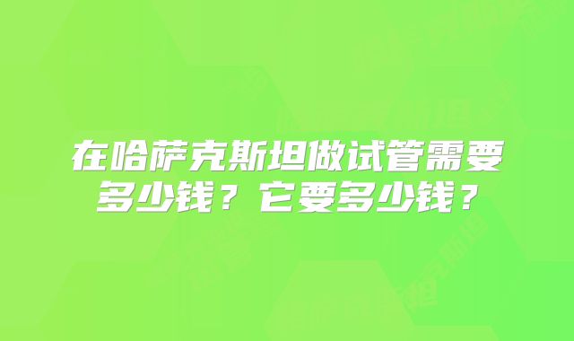 在哈萨克斯坦做试管需要多少钱？它要多少钱？