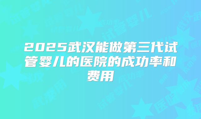 2025武汉能做第三代试管婴儿的医院的成功率和费用