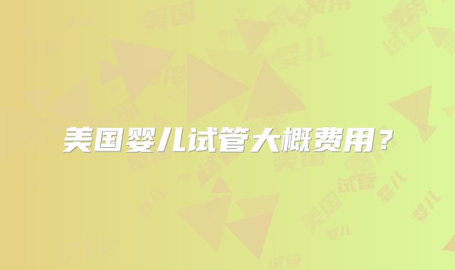 美国婴儿试管大概费用？