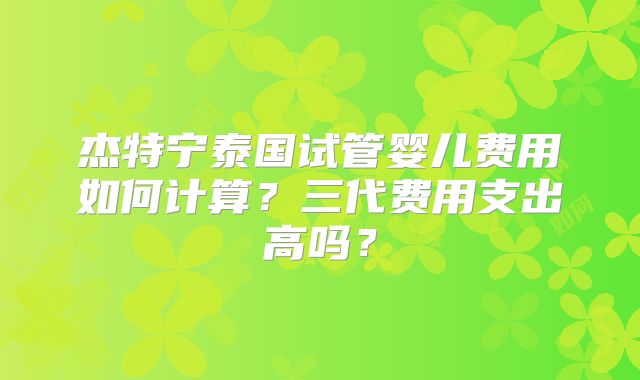 杰特宁泰国试管婴儿费用如何计算？三代费用支出高吗？