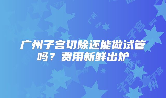 广州子宫切除还能做试管吗？费用新鲜出炉