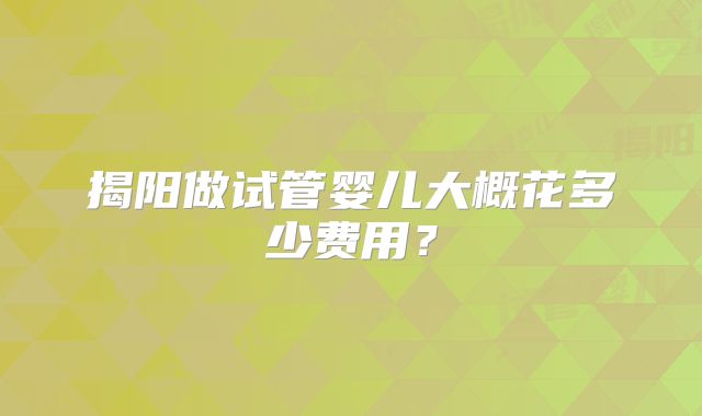 揭阳做试管婴儿大概花多少费用？