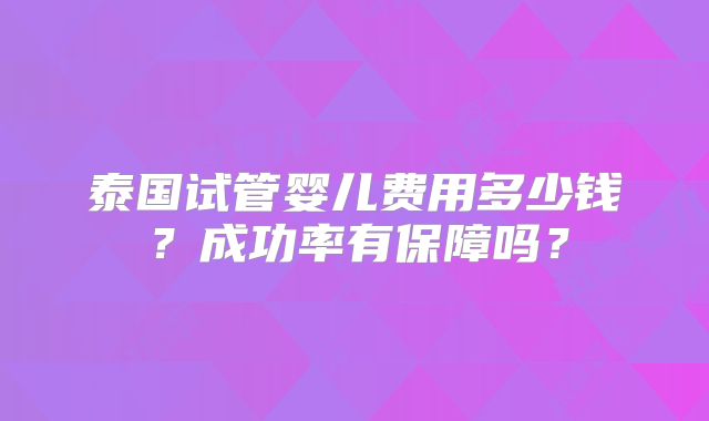 泰国试管婴儿费用多少钱?成功率有保障吗?