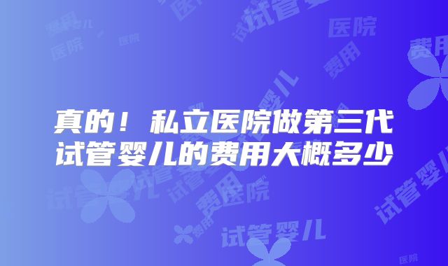 真的!私立医院做第三代试管婴儿的费用大概多少