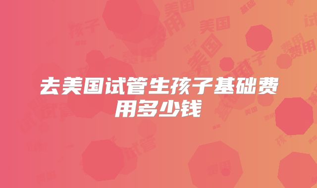 去美国试管生孩子基础费用多少钱
