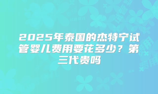 2025年泰国的杰特宁试管婴儿费用要花多少?第三代贵吗