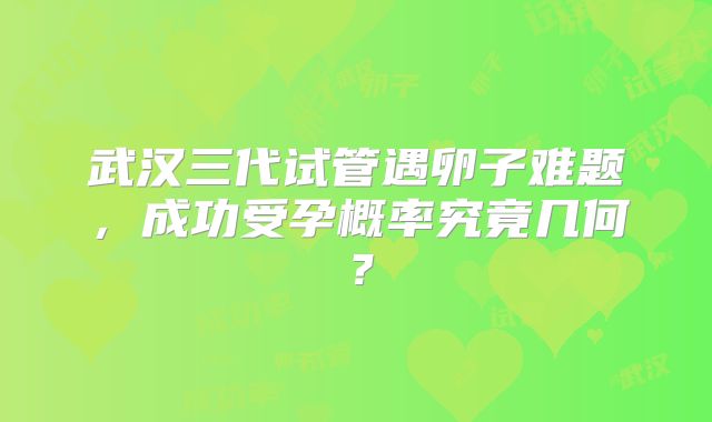 武汉三代试管遇卵子难题，成功受孕概率究竟几何？