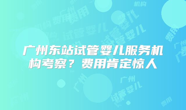 广州东站试管婴儿服务机构考察?费用肯定惊人