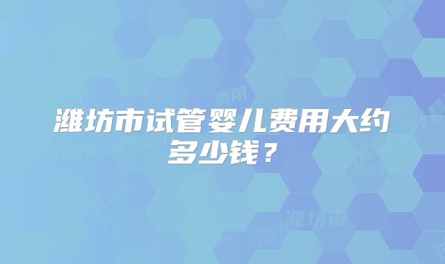 潍坊市试管婴儿费用大约多少钱?