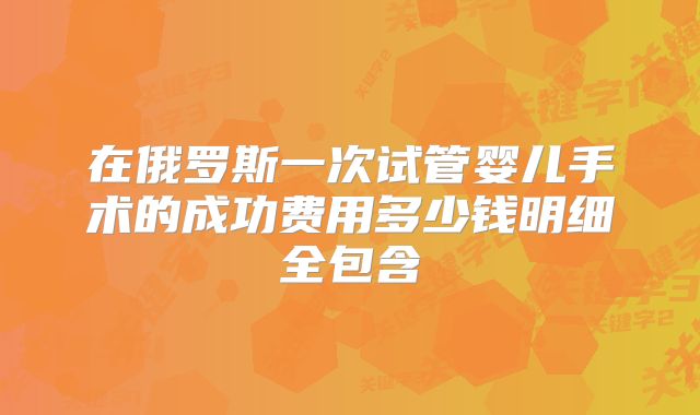 在俄罗斯一次试管婴儿手术的成功费用多少钱明细全包含
