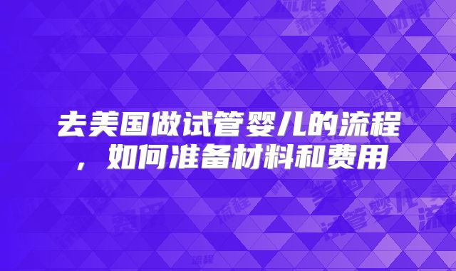 去美国做试管婴儿的流程，如何准备材料和费用