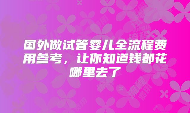 国外做试管婴儿全流程费用参考，让你知道钱都花哪里去了