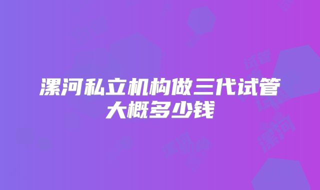 漯河私立机构做三代试管大概多少钱