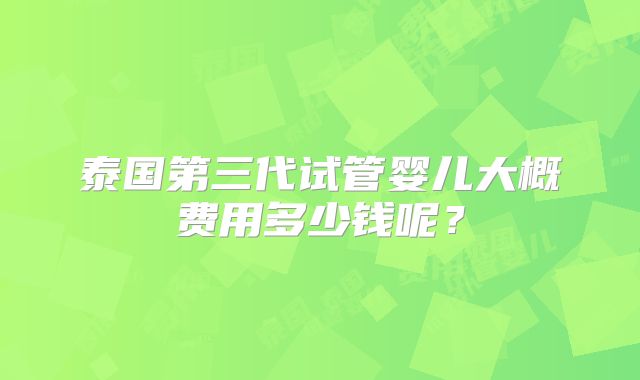 泰国第三代试管婴儿大概费用多少钱呢？
