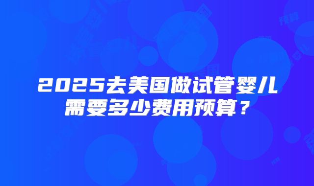 2025去美国做试管婴儿需要多少费用预算？