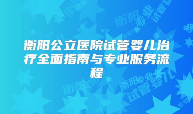 衡阳公立医院试管婴儿治疗全面指南与专业服务流程