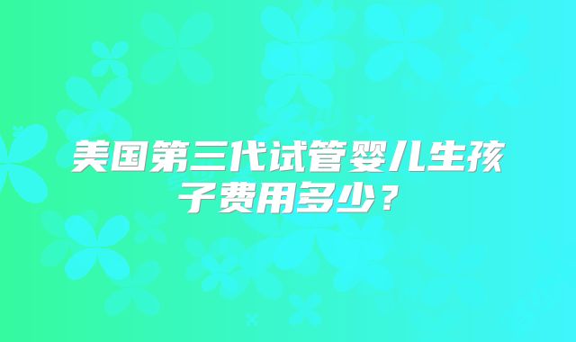 美国第三代试管婴儿生孩子费用多少？