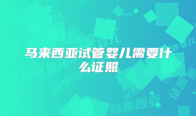 马来西亚试管婴儿需要什么证照