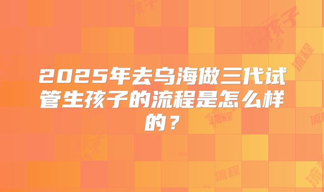 2025年去乌海做三代试管生孩子的流程是怎么样的？