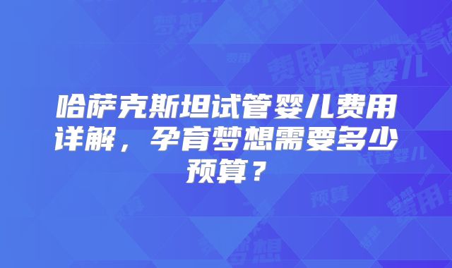 哈萨克斯坦试管婴儿费用详解，孕育梦想需要多少预算？