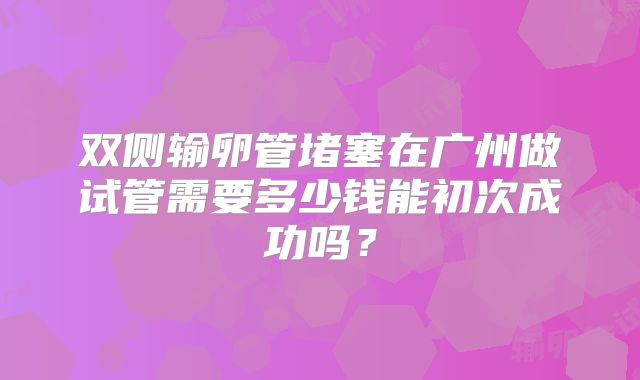 双侧输卵管堵塞在广州做试管需要多少钱能初次成功吗？