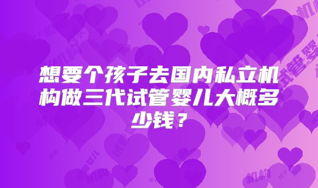 想要个孩子去国内私立机构做三代试管婴儿大概多少钱？