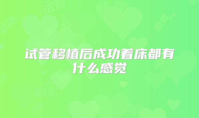 试管移植后成功着床都有什么感觉