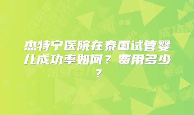 杰特宁医院在泰国试管婴儿成功率如何？费用多少？