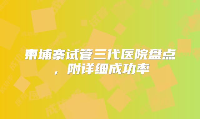 柬埔寨试管三代医院盘点，附详细成功率