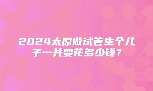 2024太原做试管生个儿子一共要花多少钱？