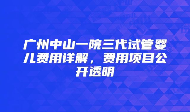 广州中山一院三代试管婴儿费用详解，费用项目公开透明