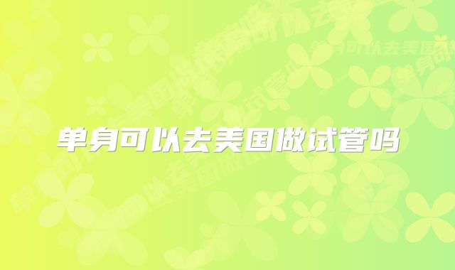 单身可以去美国做试管吗