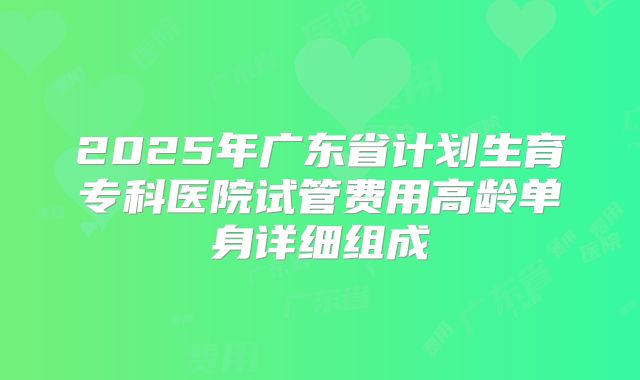2025年广东省计划生育专科医院试管费用高龄单身详细组成