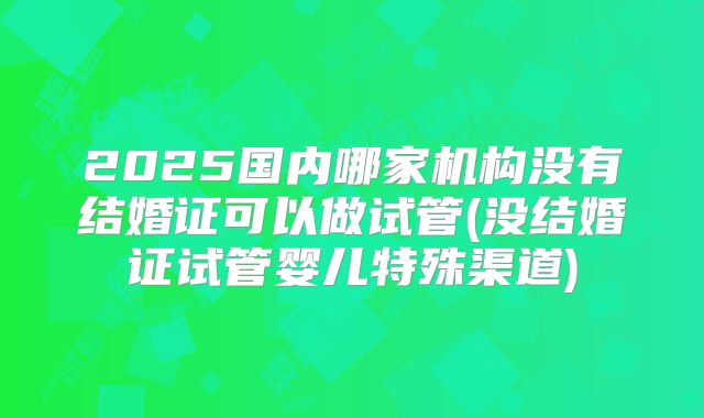 2025国内哪家机构没有结婚证可以做试管(没结婚证试管婴儿特殊渠道)