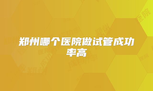 郑州哪个医院做试管成功率高