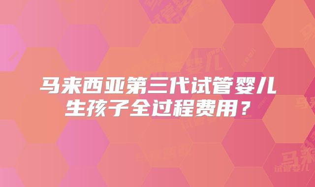 马来西亚第三代试管婴儿生孩子全过程费用？