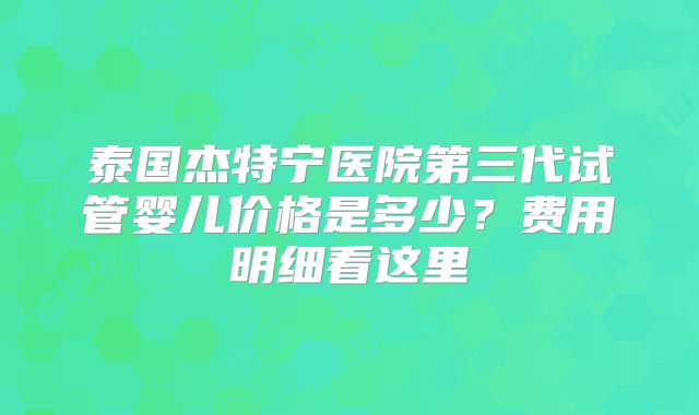 泰国杰特宁医院第三代试管婴儿价格是多少?费用明细看这里
