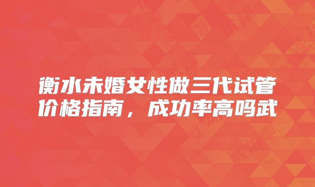 衡水未婚女性做三代试管价格指南，成功率高吗武