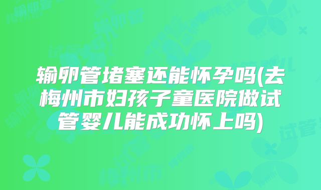 输卵管堵塞还能怀孕吗(去梅州市妇孩子童医院做试管婴儿能成功怀上吗)