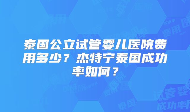 泰国公立试管婴儿医院费用多少?杰特宁泰国成功率如何?