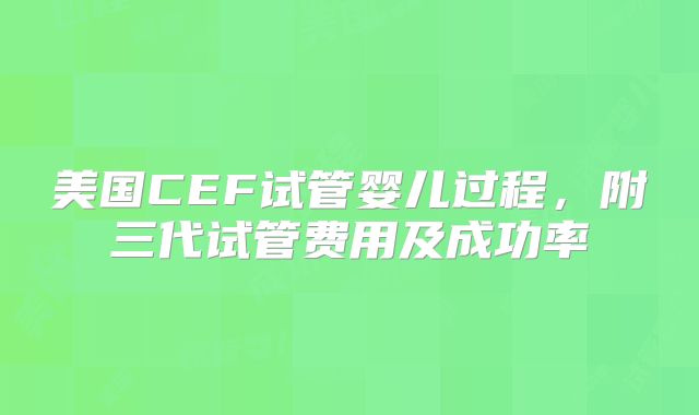 美国CEF试管婴儿过程，附三代试管费用及成功率
